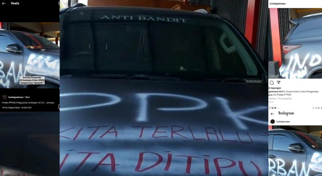 Viral Pria Coret-Coret Mobil SUV Mewah Protes PPKM, Netizen: Rakyat Kecil Kok Pakai Fortuner 