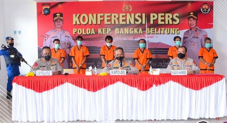 Polda Babel Tangkap 7 Tersangka Perusak Kapal Citra Bangka Lestari 