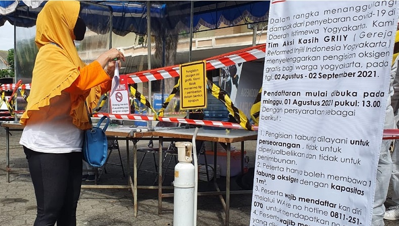 Aksi Sosial saat Pandemi Covid-19, GRII Yogya Sediakan Pengisian Oksigen Gratis untuk Warga