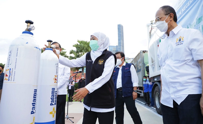 Pemprov Jatim Dapat Bantuan 500 Tabung dan 41 Ton Oksigen Cair dari Kadin 