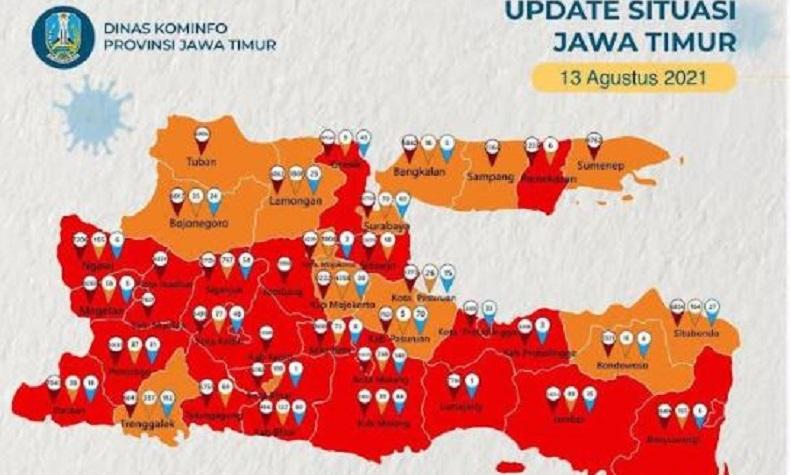 Dampak PPKM, 15 Daerah di Jawa Timur Berubah Status Jadi Zona Oranye
