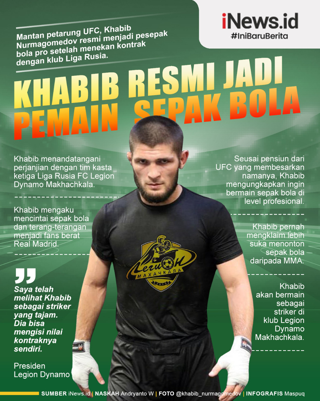 Infografis Khabib Nurmagomedov Resmi Jadi Pemain Sepak Bola