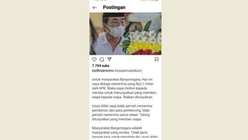 Postingan Instagram Bupati Banjarnegara Bikin Heboh, KPK Pastikan Tak Dilakukan Budhi Sarwono 