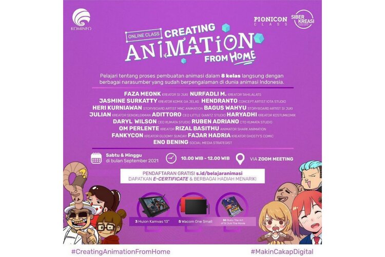 Kemkominfo dan GNLD Siberkreasi Luncurkan Kelas Animasi Online Gratis