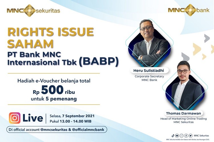 Ini Cara Beli Saham Rights Issue MNC Bank (BABP), Cek di IG Live MNC Sekuritas Pukul 13.00 Hari Ini!