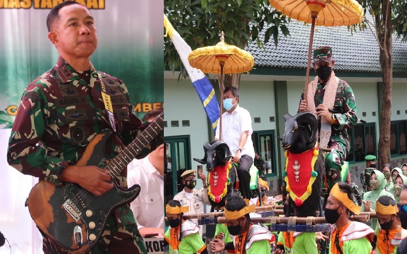 Berkunjung ke Korem 062/TN Garut, Pangdam Siliwangi Unjuk Kebolehan Main Gitar