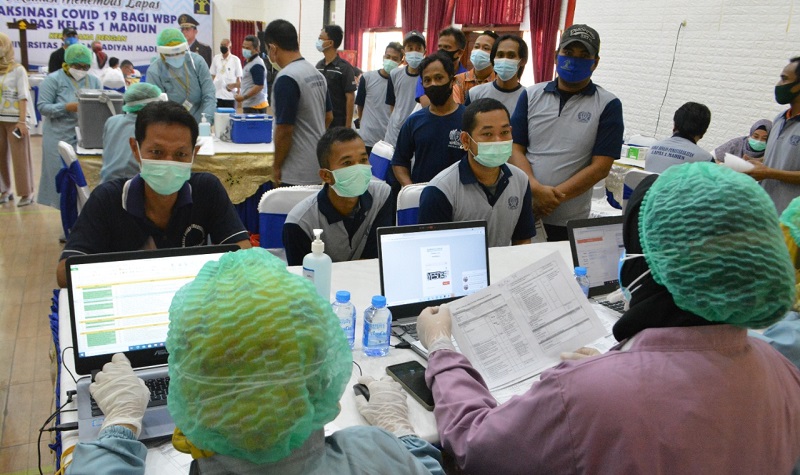Tercepat, Lapas Kelas 1 Madiun Telah Vaksin 75 Persen Penghuninya 