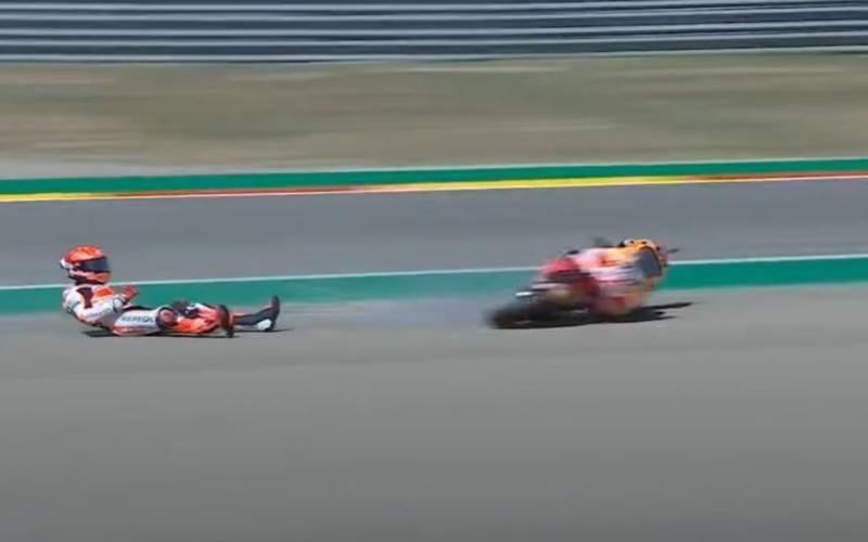 Marc Marquez Marah Usai Kecelakaan di Latihan Bebas Kedua MotoGP Aragon