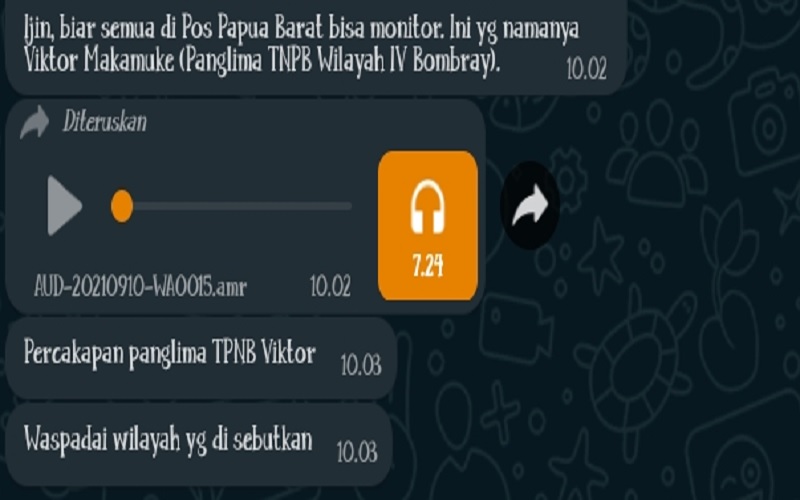 Beredar Percakapan Diduga Panglima TNPB IV Bombray Berencana Sekat Pos di Kaimana