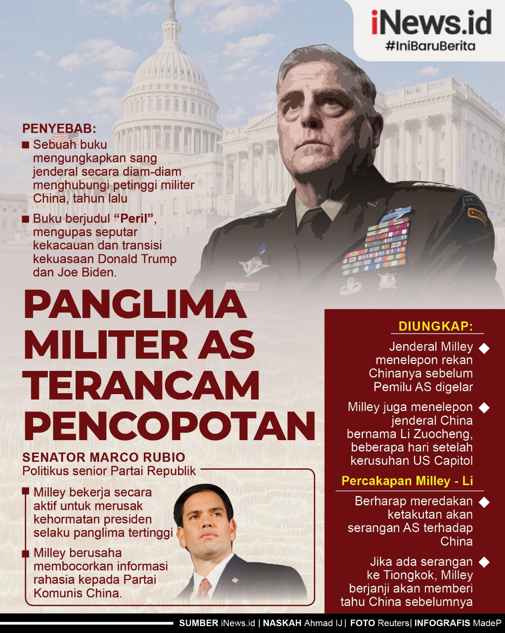 Infografis Panglima Militer AS Terancam Dicopot