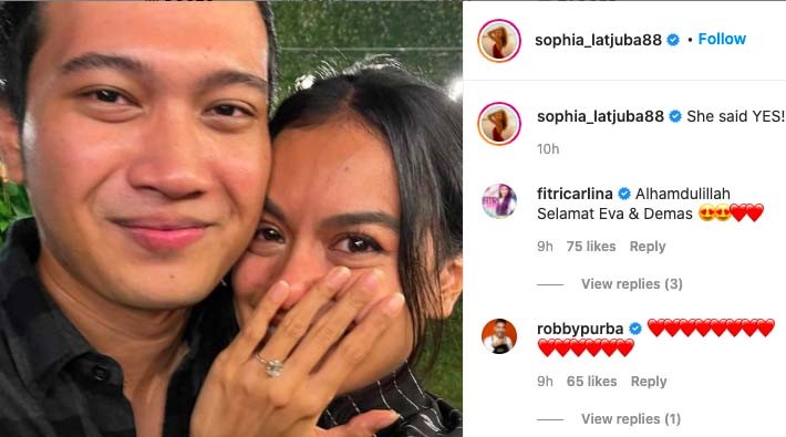 Eva Celia Dilamar Kekasih, Sophia Latjuba Menangis: She Said Yes