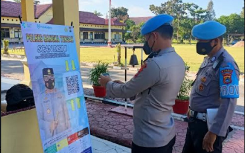 Catat! Masuk Polres Bangka Tengah Wajib Scan PeduliLindungi