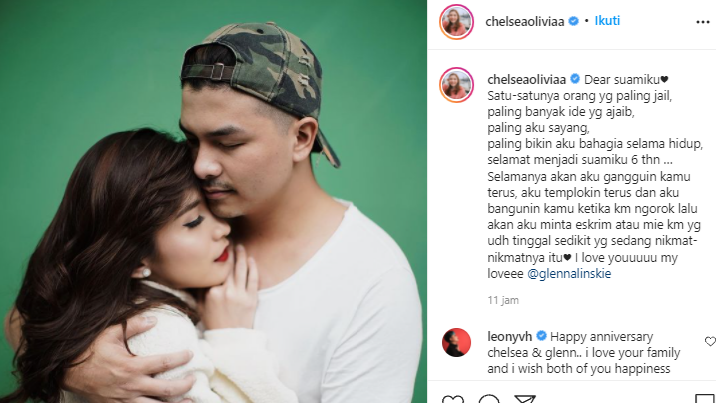 Rayakan Ulang Tahun Pernikahan, Chelsea Olivia Unggah Pesan Romantis untuk Suami
