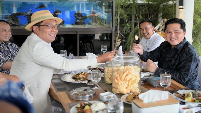 Ridwan Kamil Jamu Makan Siang Erick Thohir, Ada Jengkol dan Petai Goreng