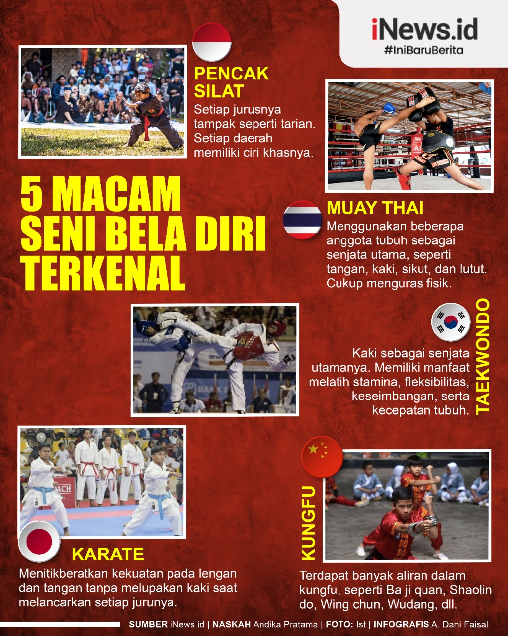 Infografis 5 Macam Seni Bela Diri Terkenal 