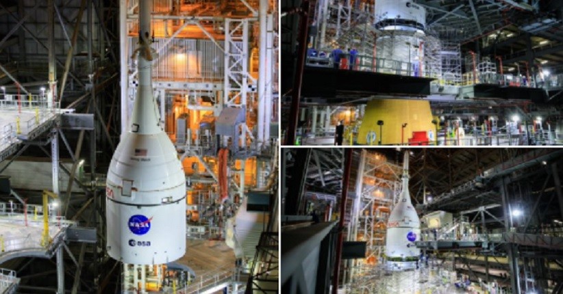 Menuju Peluncuran Artemis, NASA Perlihatkan Kapsul Orion di Atas Roket Bulan