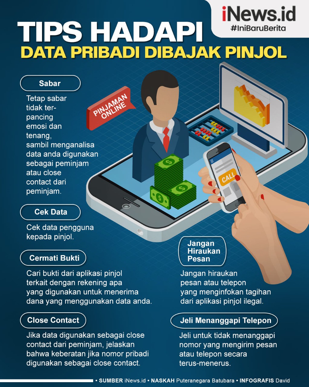 Infografis Tips Hadapi Data Pribadi Dibajak Pinjol