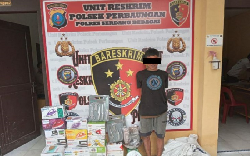 Pria Pengangguran di Sergai Bobol Toko Elektronik, Blender hingga Setrika Digondol