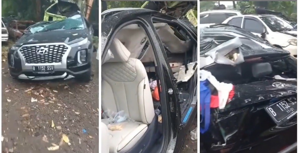 Mengerikan, Begini Kondisi Hyundai Palisade usai Tertimpa Truk Kontainer Tewaskan Bos Indomaret