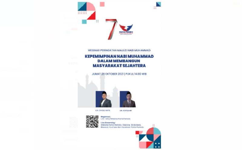 Gelar Webinar Maulid Nabi, Partai Perindo: Kepemimpinan Rasulullah Patut Diteladani