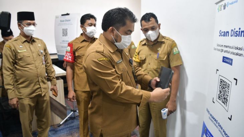 Masuk Kantor Gubernur Aceh Wajib Gunakan Aplikasi PeduliLindungi