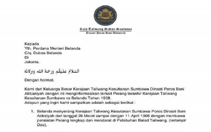 Ini Harta Rampasan Perang yang Diminta Raja Taliwang Dikembalikan Belanda