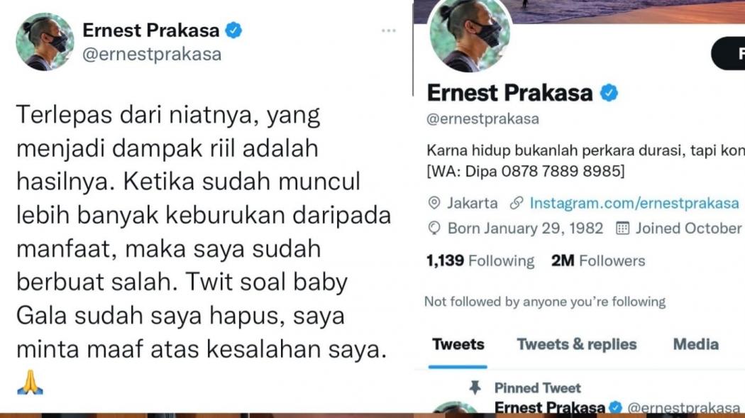 Trending Topic, Ernest Prakarsa Dibully Netizen Gara-gara Komentari Anak Vanessa Angel Gala Sky