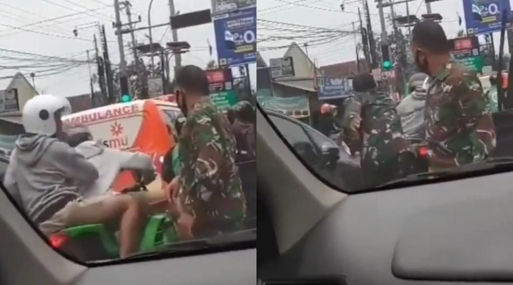 Geber Suara Motor di Lampu Merah Anak Muda Ini Dikeplak TNI, Netizen Ikut Kesal: Kurang Kenceng Pak 