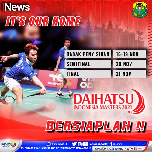 Live di iNews! Wakil Tanah Air Beraksi pada Babak 16 Besar Indonesia Masters 2021