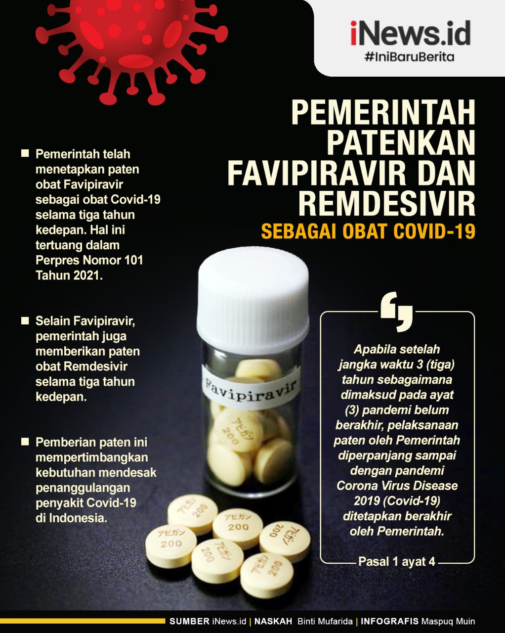Infografis Favipiravir dan Remdesivir Ditetapkan jadi Obat Covid-19 