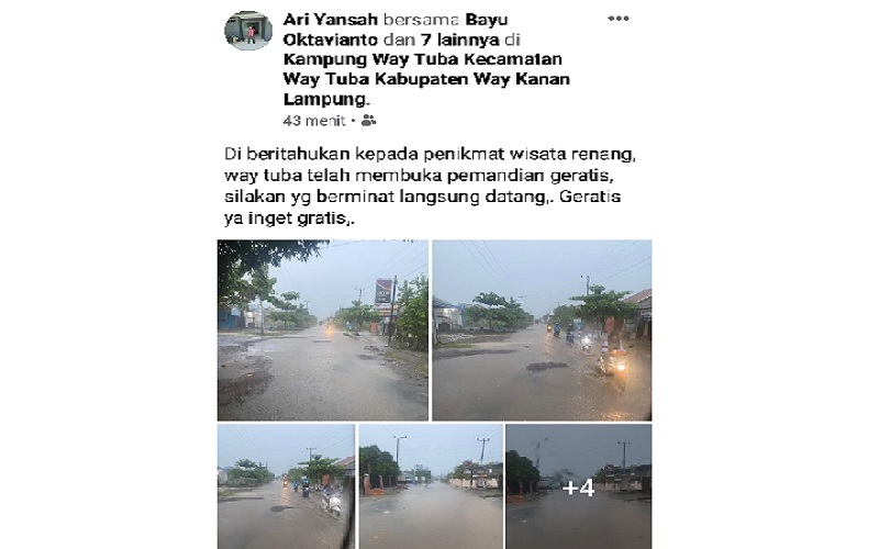 Viral di Medsos, Jalan Provinsi Banjir Disebut Mirip Kolam Renang 