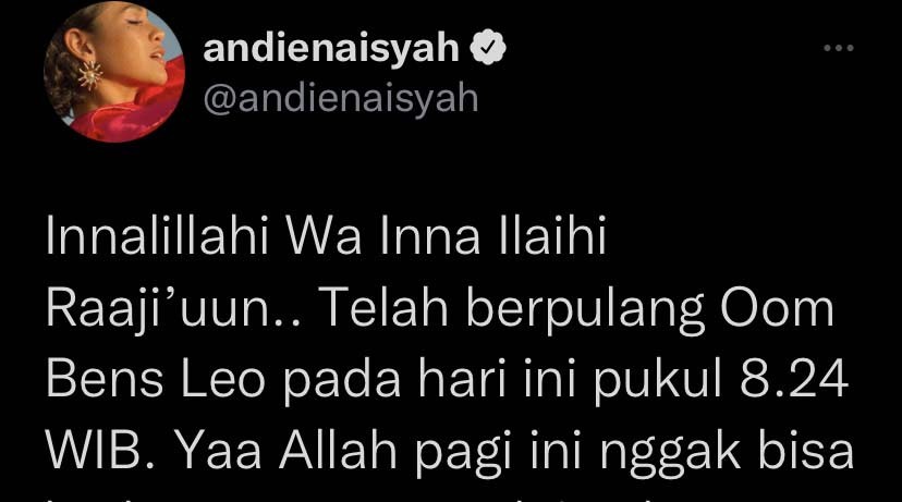 Bens Leo Meninggal Dunia, Andien: Nggak Bisa Berkata Apa-apa