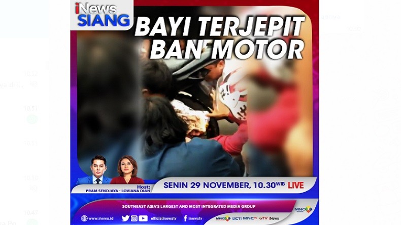 Bayi Terjepit Ban Motor, Selengkapnya di iNews Siang