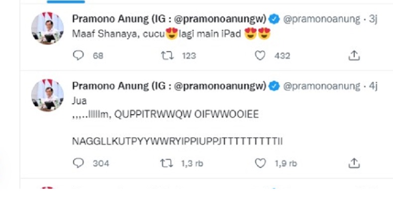 Viral Twitter Pramono Anung Dibajak Cucu, Netizen Gempar