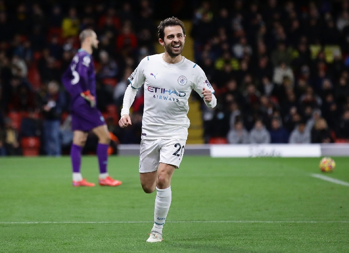 Man City Libas Watford, Bernardo Silva Cetak Brace