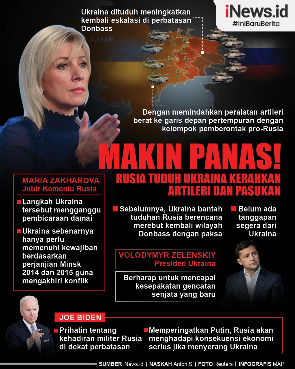 Infografis Rusia Tuduh Ukraina Kerahkan Pasukan dan Artileri di Perbatasan