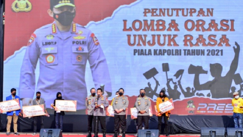 Penutupan Lomba Orasi Unjuk Rasa 2021, Kapolri: Mari Ciptakan Alam Demokrasi Lebih Baik  