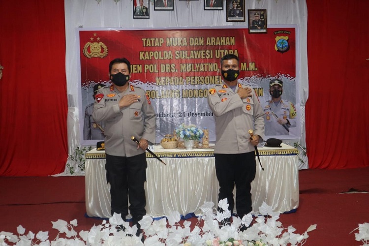 Silaturahmi dengan Personel Polres Bolsel, Kapolda Sulut Tinjau Mako Baru