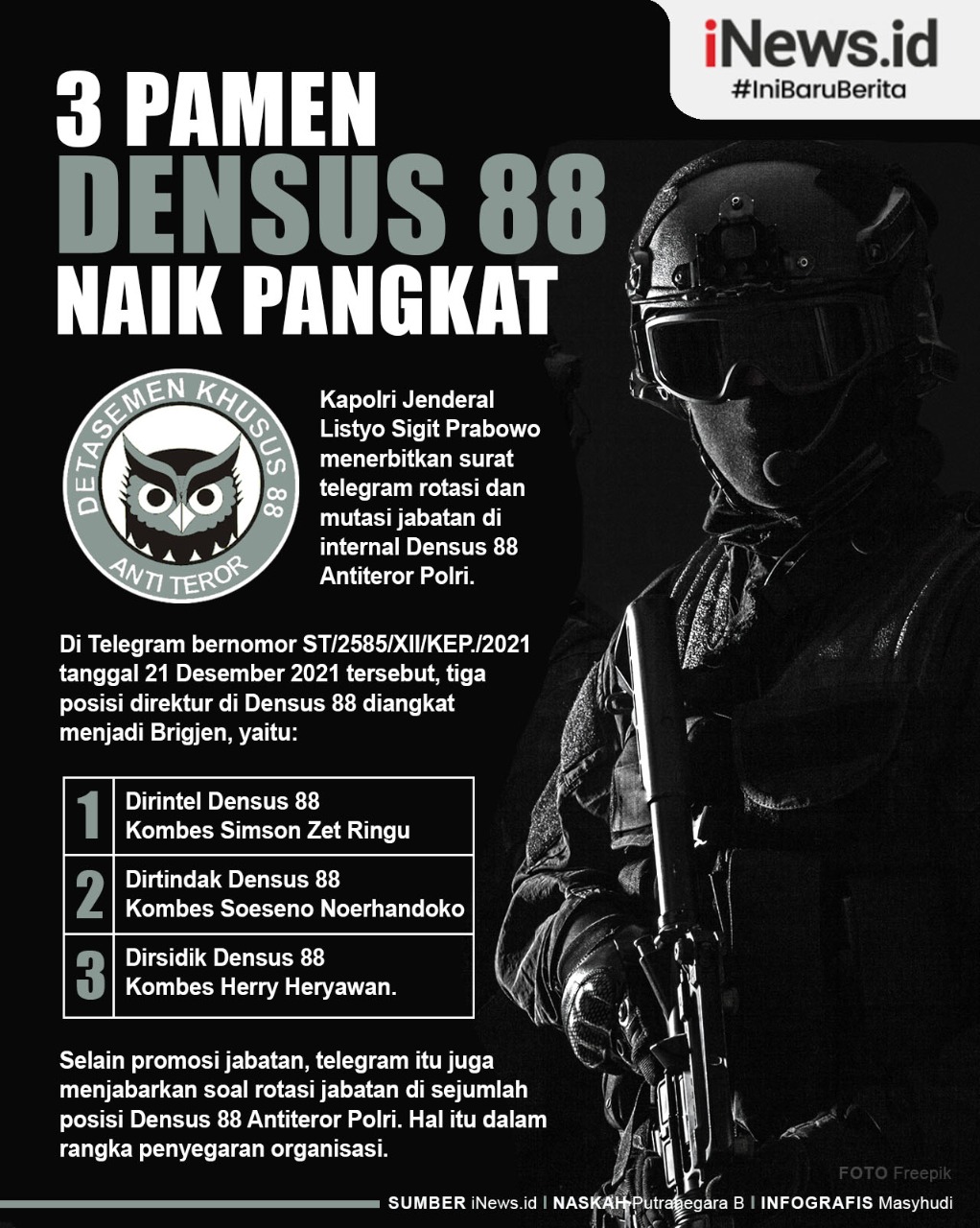 Infografis 3 Pamen Densus 88 Naik Pangkat, Salah Satunya Pemburu Ali Kalora