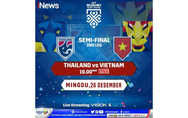 Live di iNews, Thailand Vs Vietnam Semifinal Leg 2 Piala AFF 2020