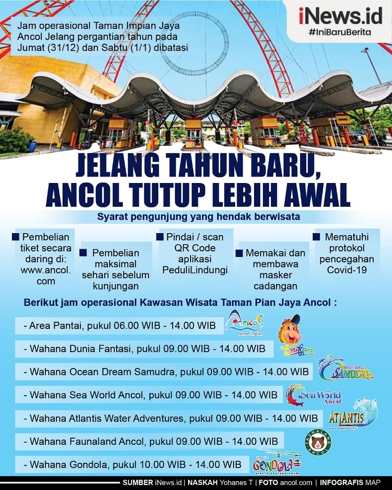 Infografis Ancol Tutup Lebih Awal Jelang Tahun Baru