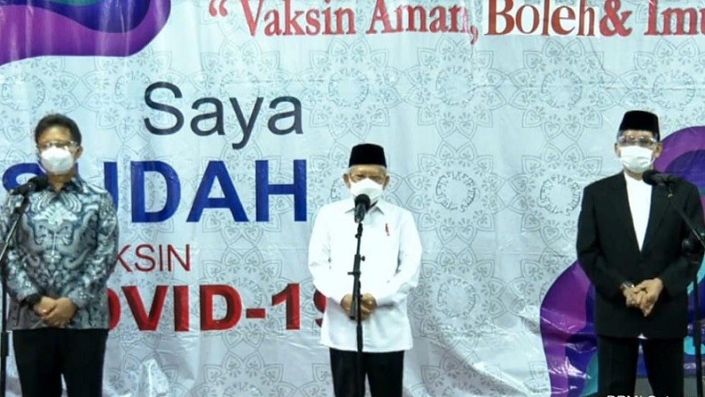 Tinjau Vaksinasi Covid-19 di MUI, Wapres KH Ma'ruf Amin Minta Setop Polemik AstraZeneca