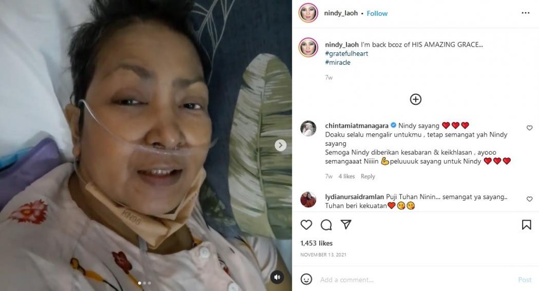 Sebelum Meninggal Nindy Ellesse Sempat Unggah Video Kondisinya, Ada Cairan di Paru-Paru