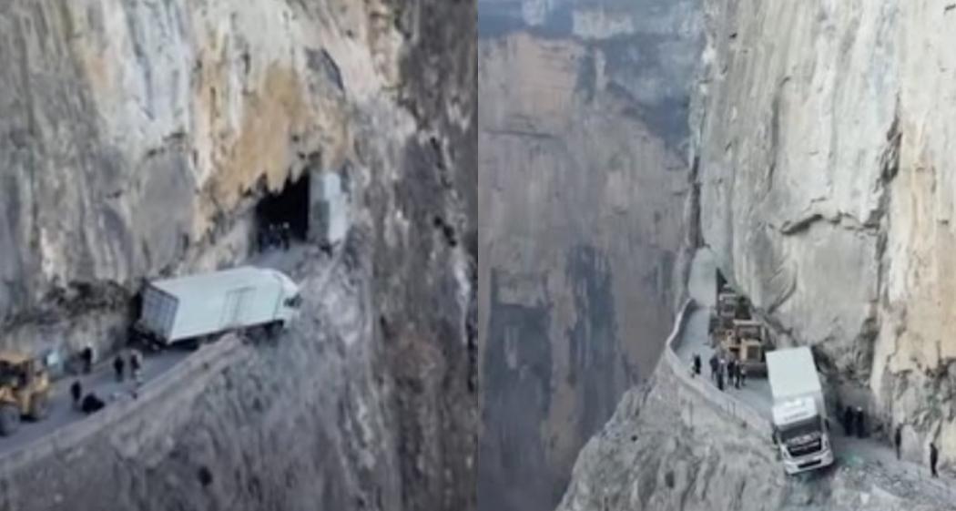 Terlalu Percaya GPS, Truk Ini Nyasar Nyaris Terjun ke Jurang Berbatu