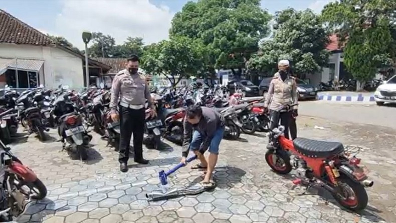 Ratusan Motor Berknalpot Brong Ditahan di Mapolres Boyolali 