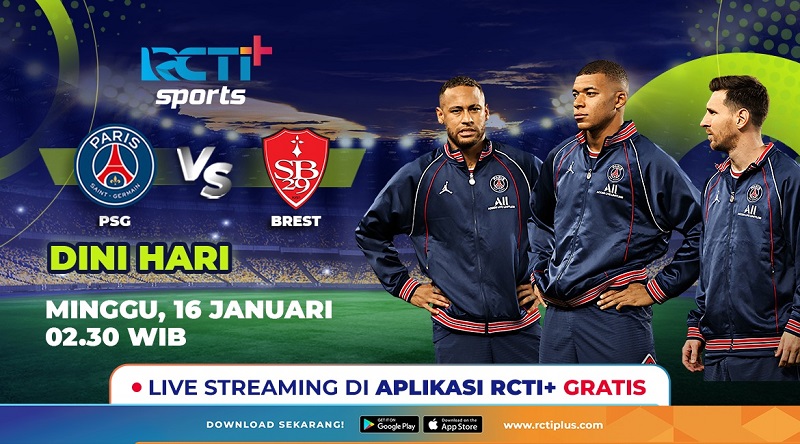 Link Live Streaming PSG Vs Brest Gratis di RCTI+ Malam Ini
