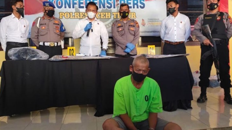 Dor! Coba Kabur, Pembunuh Janda Miskin di Aceh Timur Ambruk Ditembak Polisi