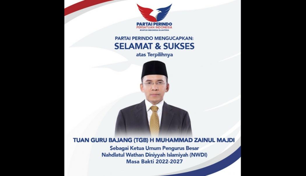 TGB Terpilih Pimpin PB NWDI, Partai Perindo: Selamat Berjuang, Kami Siap Bersinergi untuk Indonesia Sejahtera