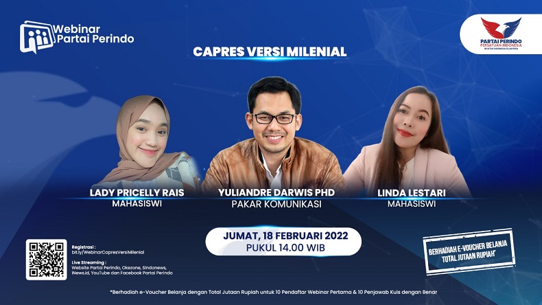 Webinar Partai Perindo Buka-Bukaan Capres Pilihan Milenial, Daftar dan Raih Voucher Belanja Jutaan Rupiah