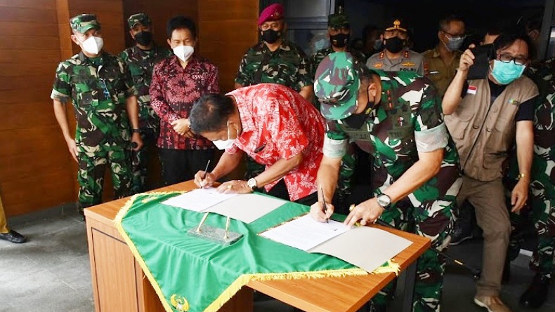 Pangdam XIII/Merdeka Tandatangani MoU Penggunaan Rusun A1 Yonzipur 19/YKN Jadi Rumah Isolasi Covid-19